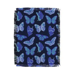 Jessica Molina Texas Butterflies Blue on Navy Woven Throw Blanket - Deny Designs - 1 of 4