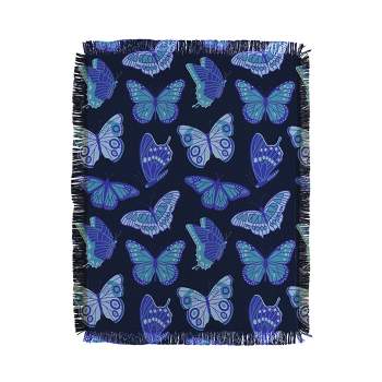 Jessica Molina Texas Butterflies Blue on Navy Woven Throw Blanket - Deny Designs