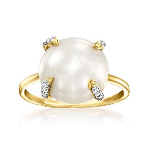 Ross-Simons 12-12.5mm Cultured Mabe Pearl and .10 ct. t.w. Diamond Ring in 14kt Yellow Gold - 1 of 4