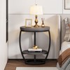 VANOMi 19.68" Round End Table 2 Tier Industrial Side Table Rustic - 4 of 4