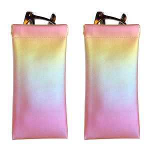 Unique Bargains Travel PU Leather Soft Squeeze Top Sunglass Pouch Organizer 2 Pcs - 1 of 4
