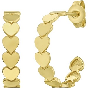 14k Yellow Gold 16mm Heart Row C-Hoop Earrings - 1 of 4