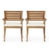 XIYUYEU 2PC Patio Dining Chairs with Water Resistant Cushion,27.5" Outdoor Dining Chairs with Ergonomic Design Suitable for Patio,Garden,Teak - 2 of 4
