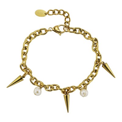 Slate by Rebl Spike & Pearl Bracelet  18K Gold Plated Stainless Steel