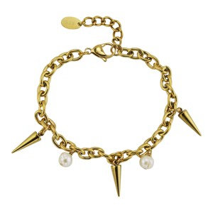 Slate by Rebl Spike & Pearl Bracelet  18K Gold Plated Stainless Steel - 1 of 1