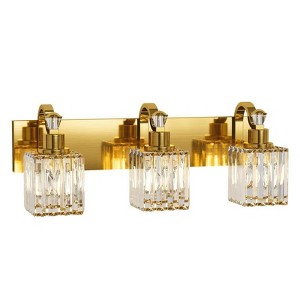 4 lamp Gold 4/5/6 Lights for Bathroom, Bedroom, and Kitchen with Square Shade, Modern Crystal Design, Mirror Lights for Home Decor - 1 of 4