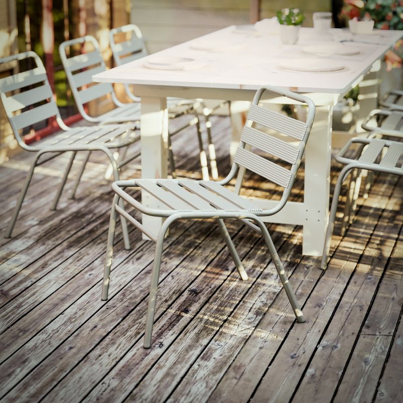 Flash Furniture Lila Aluminum Commercial Indoor-Outdoor Armless Restaurant Stack Chair with Triple Slat Back, 6 of 13