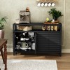 Syemin Decorative Storage Cabinet with 4 Doors and Shelves, Decorative Louvered Doors Cabinet for Hallway, Kitchen, - 4 of 4