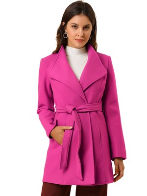 INSPIRE CHIC Women's Classic Stand Collar Long Sleeve Winter Belted Long Coat
