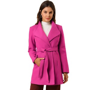 INSPIRE CHIC Women's Classic Stand Collar Long Sleeve Winter Belted Long Coat - 1 of 4