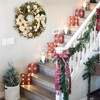 Christmas Wreath with Lights for Front Door, Lighted Xmas Door Wreath with Ball Ornaments & Pincone for Christmas Door Fireplace Decor - 4 of 4