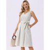 INSPIRE CHIC Women's Sleeveless Linen V Neck Tie Waist A Line Summer Dress with Pockets - 3 of 4