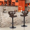 Costway Set of 2 Adjustable Bar Stools Swivel Bar Chairs with Back&Footrest Retro Brown - 3 of 4
