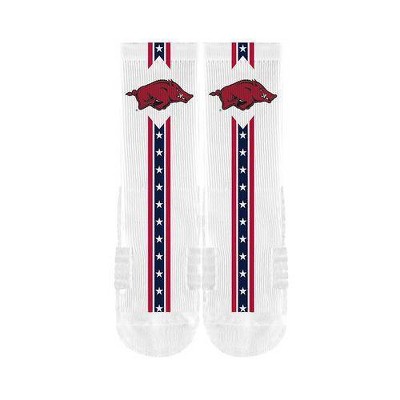 NCAA Arkansas Razorbacks Adult Flag Crew Socks - M/L