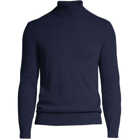 Men's Fine Gauge Cashmere Mock Turtle Neck Sweater Navy Blue