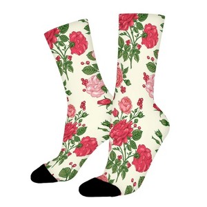 Vintage Roses Pattern Women Printed Crew Socks Funny Funky Socks Soft Polyester Novelty Gifts for Artists Men - 1 of 1