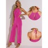 INSPIRE CHIC Women's Halter Neck Jumpsuit Party Sleeveless High Waist Wide Legs Rompers - 2 of 4