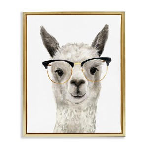Stupell Industries Hipster Llama In Glasses Floating Frame Canvas Art - 1 of 4