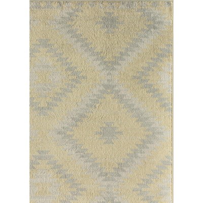 Sunflower Yellow and Gray Synthetic Area Rug, 2' x 4'