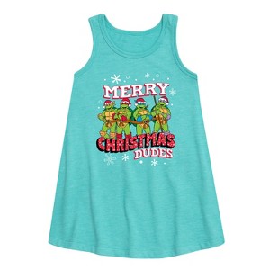 - Teenage Mutant Ninja Turtles - Merry Christmas Dude Graphic Sleeveless Aline Dress - 1 of 3