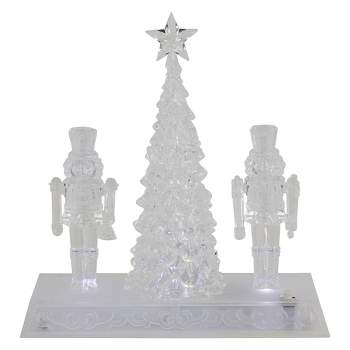 Northlight 9" LED Lighted Icy Crystal Nutcracker and Christmas Tree Decoration