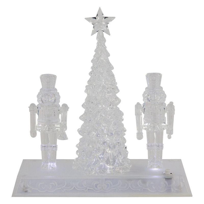 Northlight 9" LED Lighted Icy Crystal Nutcracker and Christmas Tree Decoration, 1 of 7
