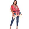 Plus Size Short Caftan with Tie-up Neckline - One Size Fits Most Plus - White Mark - 2 of 4
