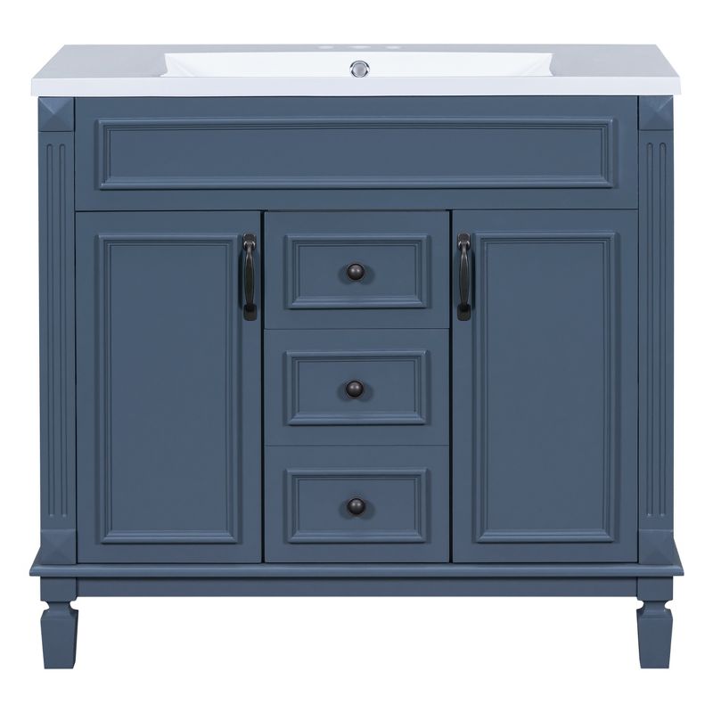 36" Bathroom Vanity with Top Sink, 2 Soft Close Doors and 2 Drawers, Royal Blue - ModernLuxe, 4 of 13
