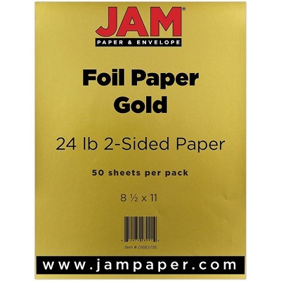 JAM Paper Foil 24lb 2-Sided Paper 8.5 x 11 Gold 50 Sheets/Pack 1683736