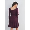 Hello Miz Women's Scoop Neck Long Sleeve Maternity Tie Waist Dress - 3 of 4