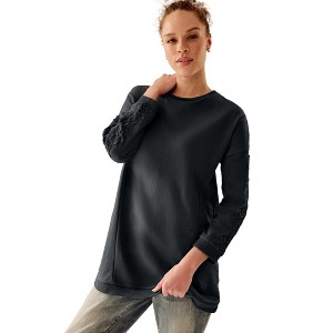 ellos French Terry Lace Trim Sweatshirt Tunic - 1 of 3