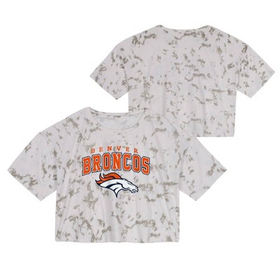 Nfl Denver Broncos Girls' Short Sleeve Tie-dye Fashion Crop T-shirt : Target