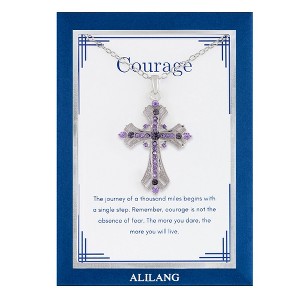 Anna-Kaci Purple Lavender Rhinestone Celtic Cross Necklace with Message Card & Envelope Jewelry Gift - 1 of 4
