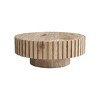 Modern Round Coffee Table,31'' Black Wood Textured Center Table for Living Room-Maison Boucle - 4 of 4