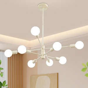 POWLIG 8-Light White Rubbed Gold Modern Sputnik Sphere Chandelier for Living Room, Kitchen, Bedroom, Dining Room - 1 of 4