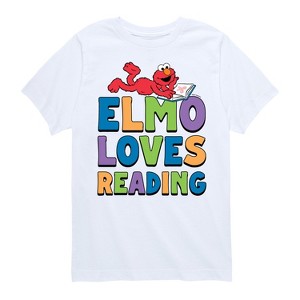 Boys' - Sesame Street - Elmo Loves Reading Short Sleeve Graphic T-Shirt - 1 of 4