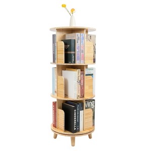 YIYIBYUS 3 Tiers 4-Side Revolving Bookcase Rotating Bookshelf Tower - 1 of 4