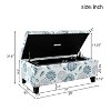 MAYEERTY Luxury Storage Ottoman, Floral Patterned Fabric Soft-Close Hinges Hidden Compartment, Living Room Bedroom - 3 of 4