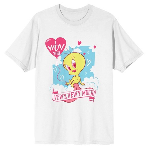 Looney Tunes : Crew Short Tweety My Women\'s White Tweet T- shirt Heart Neck Target Sleeve