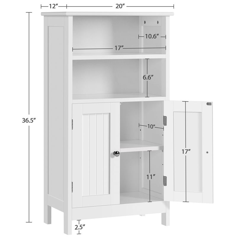 Yaheetech Bathroom Floor Cabinet with Double Door and Adjustable Shelves, 4 of 11