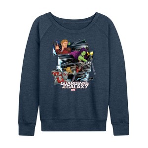Women's - Marvel - Guardians of the Galaxy Panels Lightweight French Terry Wide Neck Long Sleeve Shirt - 1 of 4