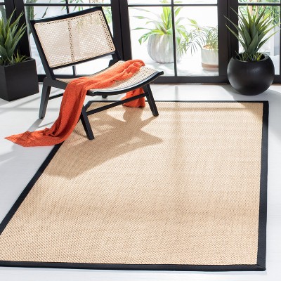 Maize and Black Hand-Knotted Sisal Area Rug, 4' x 6'