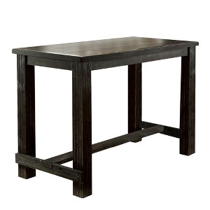 Royal Hampton Rustic Plank Wooden Bar Table with Block Legs, Antique Black - 1 of 4