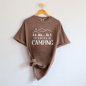 Simply Sage Market Women's Rather Be Camping Camper Short Sleeve Garment Dyed Tee - 1 of 2