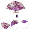 Unique Bargains Hot Stamped Floral with Tassel Folding Fan 1 Pc - 3 of 4