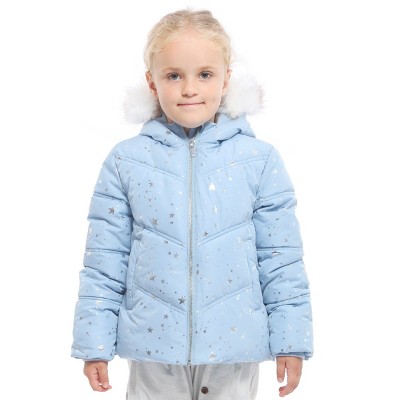 Rokka&rolla Girls' Heavy Winter Puffer Jacket Bubble Coat-blue Silver ...