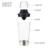HOST All in One Cocktail Shaker Set|5 in 1 Tool - Jigger Cap|Strainer|Reamer|Stainless Steel Bottle Opener and Oz and mL Markers 18 oz Capacity, Clear - 3 of 4