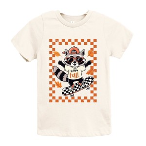 Happy Fall Racoon Skater - Youth Short Sleeve Graphic T-Shirt and Toddler Short Sleeve Graphic T-Shirt - 1 of 4