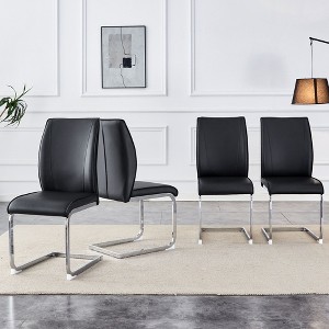 Kumasinova Minimalist Arch Dining Chairs Set of 2/4/6/8,PU Kitchen Chairs with Curved Metal Legs,High Resilience Accent Chairs for Dining Table - 1 of 4