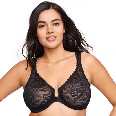 Glamorise Womens Low Cut Wonderwire Lace Underwire Bra 1240 Black